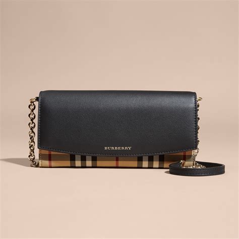 horseferry check and leather wallet with chain burberry|Burberry Horseferry Check Wallet On A Chain Crossbody .